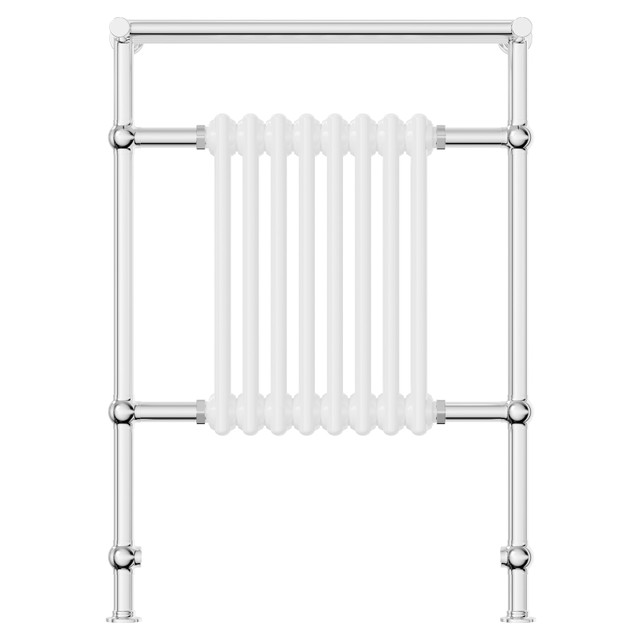 Stratford White and Chrome 940mm x 700mm Double Column Towel Radiator Front View