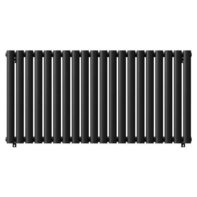Bruges Horizontal Matt Black Single Panel Radiator Front View