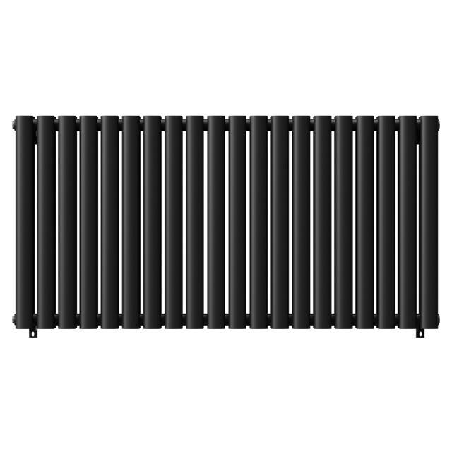 Bruges Horizontal Matt Black Double Panel Radiator Front View