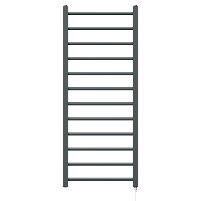 Cannes Anthracite Round Bar Electric Heated Ladder Rail Front View