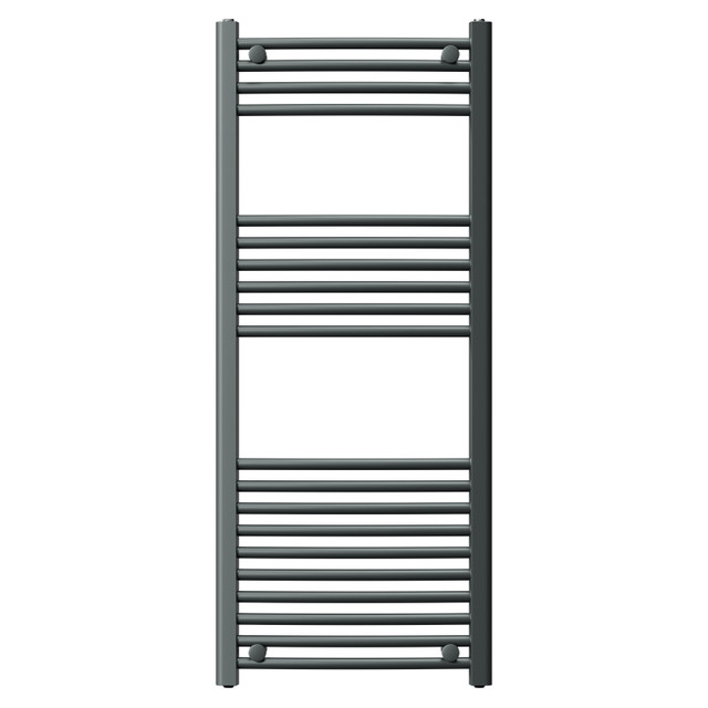 Malmo Anthracite Round Bar Heated Towel Rail Front View