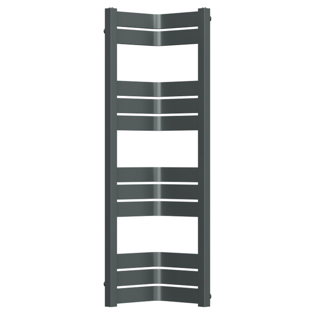 Meribel Anthracite Curved Corner Heated Towel Rail Front View
