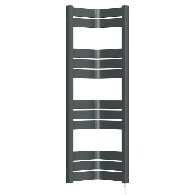 Meribel Anthracite Curved Corner Electric Heated Towel Rail Front View