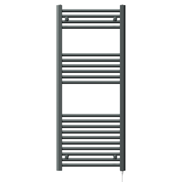 Porto Anthracite Round Bar Electric Heated Towel Rail Front View