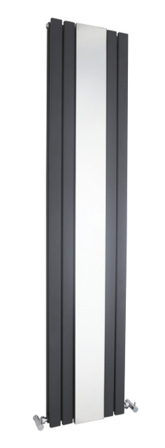 Nuie Sloane Anthracite 1800mm x 381mm Double Panel Radiator with Mirror - HLA84