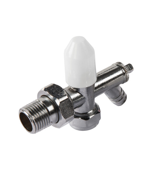 Kartell Galaxy 15mm Angled Radiator Valve with Lockshield and Handle - LSWHGA15 Front View