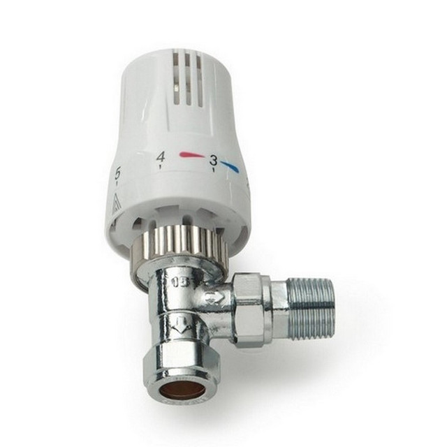 Kartell K-Therm Style White Angled Thermostatic Radiator Valve - TRVSA Front View
