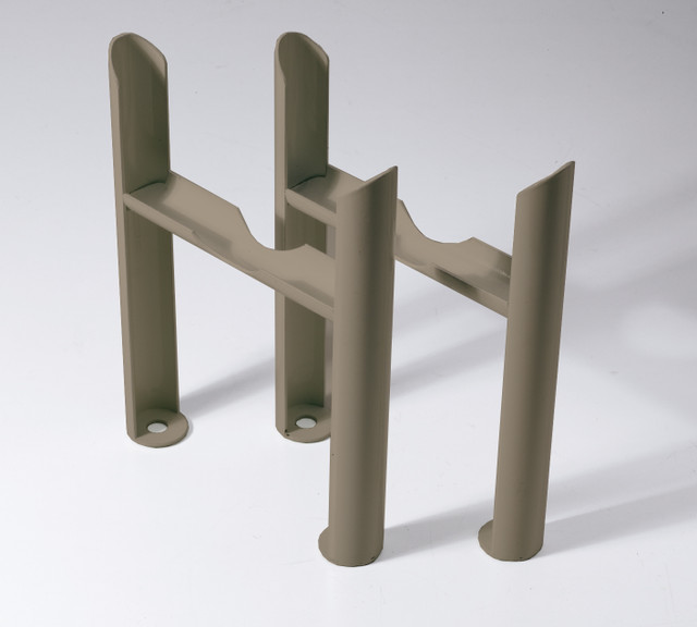 Kartell Laser Klassic Raw Metal Floor Mounted Radiator Feet for 3 Column Radiators - RMT3F-N Front View