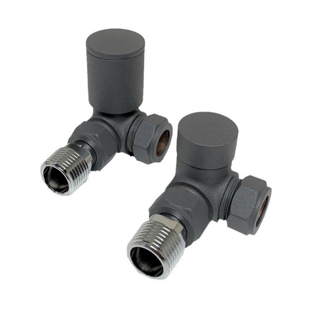 Kartell Modern Anthracite Corner Radiator Valves - CRNV-ANTH Front View