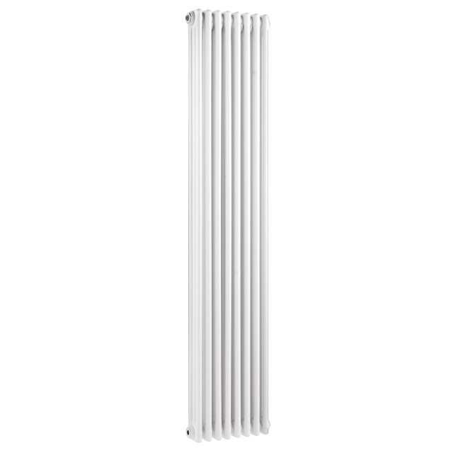 Old London Colosseum Gloss White Vertical Triple Column Radiator Front View