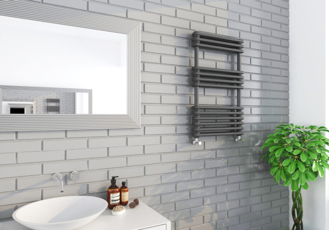 Kartell Kolumn Anthracite Heated Towel Rail Front View