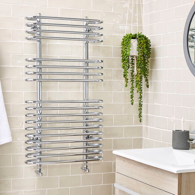 Kartell Oakland Chrome Heated Towel Rail Front View