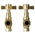 Alves Cross Head Brushed Brass Angled Traditional Radiator Valves Front View