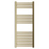 Malmo Brushed Brass Round Bar Heated Towel Rail Front View