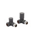 Kartell Modern Textured Grey Corner Radiator Valves - CRNV-GREY Front View
