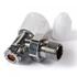 Kartell Style 15mm Angled Radiator Valve with Lockshield and Handle - LSWHSA15 Front View