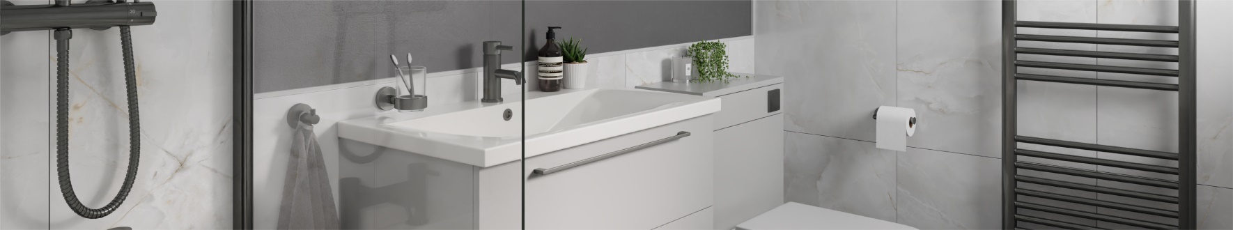 Anthracite & Grey Towel Rails at Top Radiators