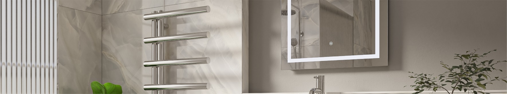 Chrome Towel Rails at Top Radiators