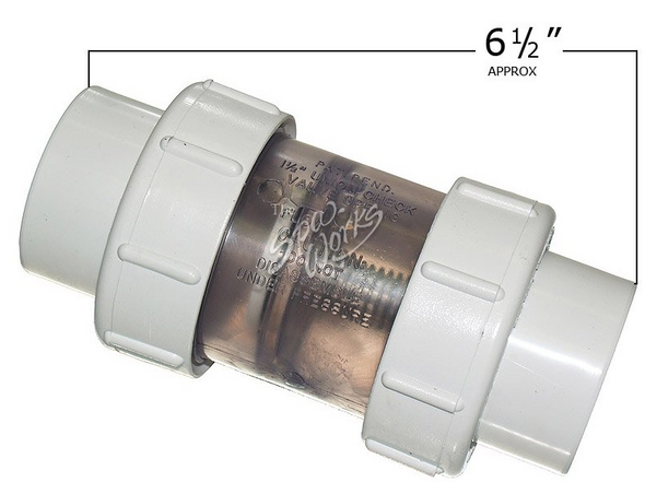102988 102-988 Coleman Spa 2" PVC Check Valve with 1/2lb Spring and Unions 