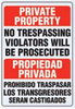 B&F Diamond Plate Sign - Private Property No Trespassing Violators Will Be Prosecuted