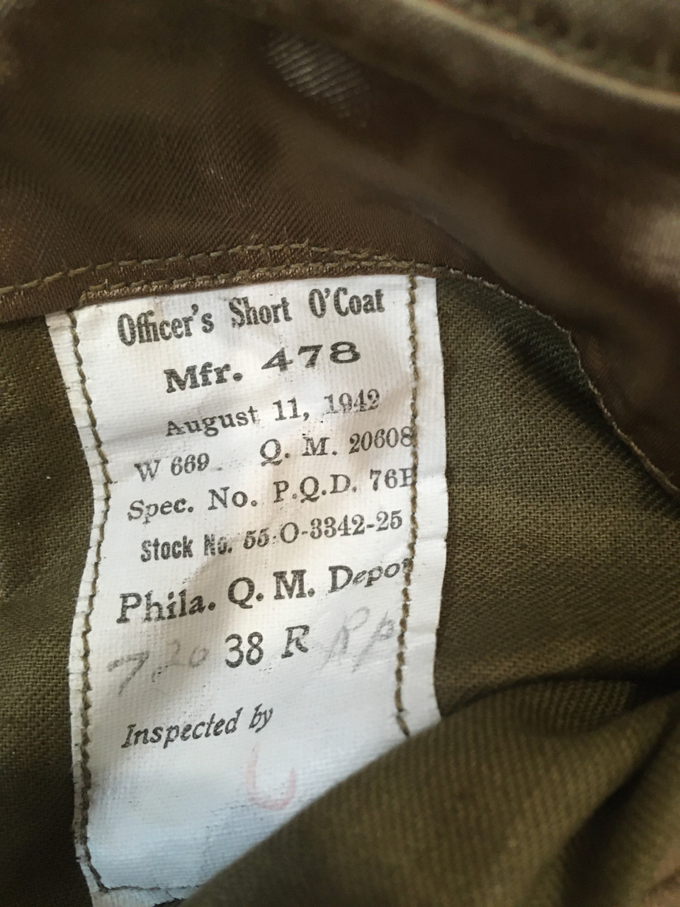 USGI World War 2, Regulation Officers Overcoat