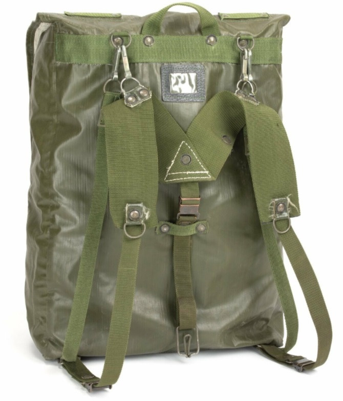 Authentic Czech Army M85 Backpack, Rubberized Vinyl With Shoulder