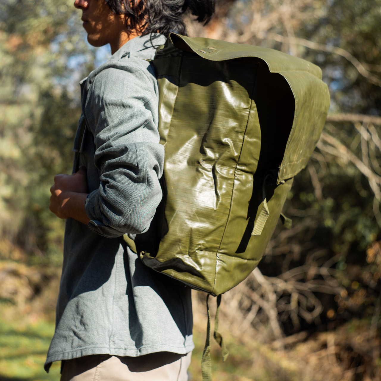 Authentic Czech Army M85 Backpack, Rubberized Vinyl With Shoulder