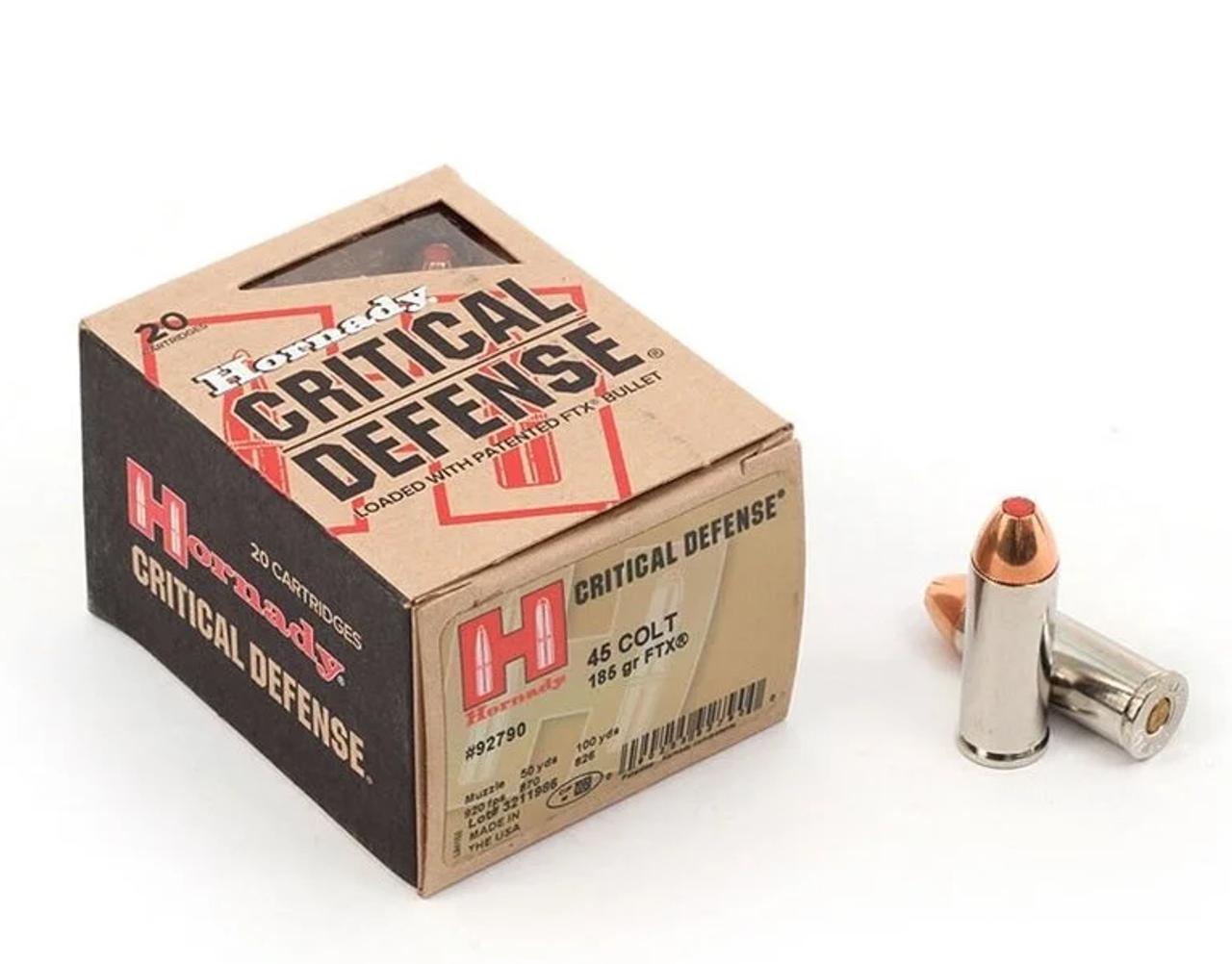 HORNADY CRITICAL DEFENSE 45 COLT 185 GR FTX 200 RDS