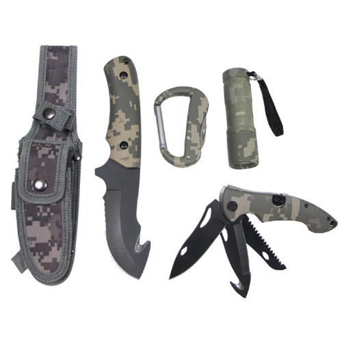 Knife With A Fixed Blade Folding Knife  Carabiner Flashlight AT-DIGITAL (Made In Germany) 