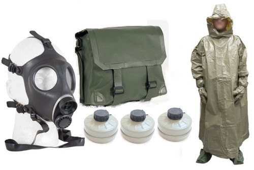 Israeli Gas Mask, Chem Smock & Filter Combo