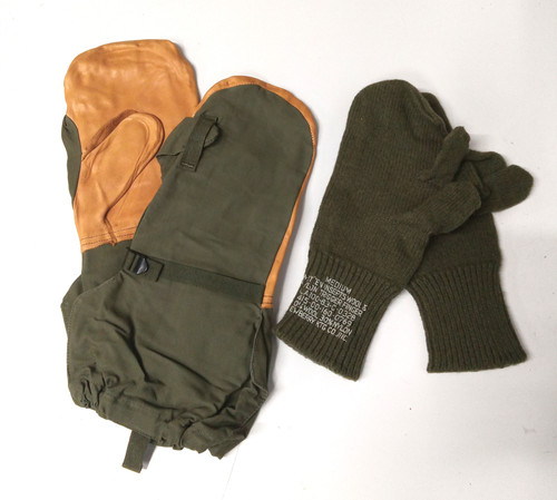 New US Military Leather Palm Trigger Mitts With Trigger Finger Mitten Liner New US Military Leather Palm Trigger Mitts With Trigger Finger Mitten Liner