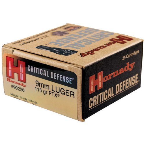 Hornady Critical Defense 9mm, 115 gr, FTX, 1135 fps 250 rounds 