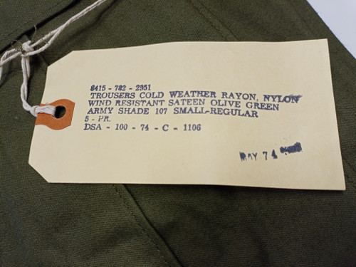 New (Unissued)M65 OD Green  Cold Weather Field Pants NOS USGI Small Reg 