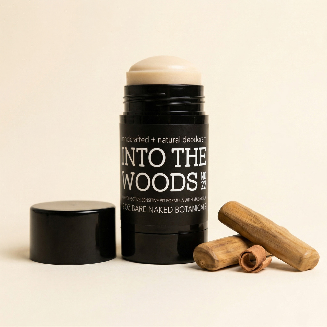 Into the woods magnesium natural deodorant with warm woodsy scent 