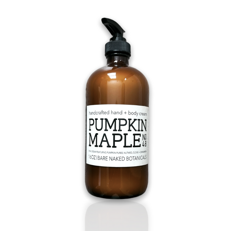 This delightfully rich Pumpkin Maple Pie body cream delivers beneficial nutrients, vitamins and plant powered ingredients to moisturize your skin without calories or greasiness. Last year's favorite has returned for a limited time! We've added Pumpkin puree, Nutmeg, Clove, Cinnamon and Coconut Milk for some added Pumpkin appeal. 