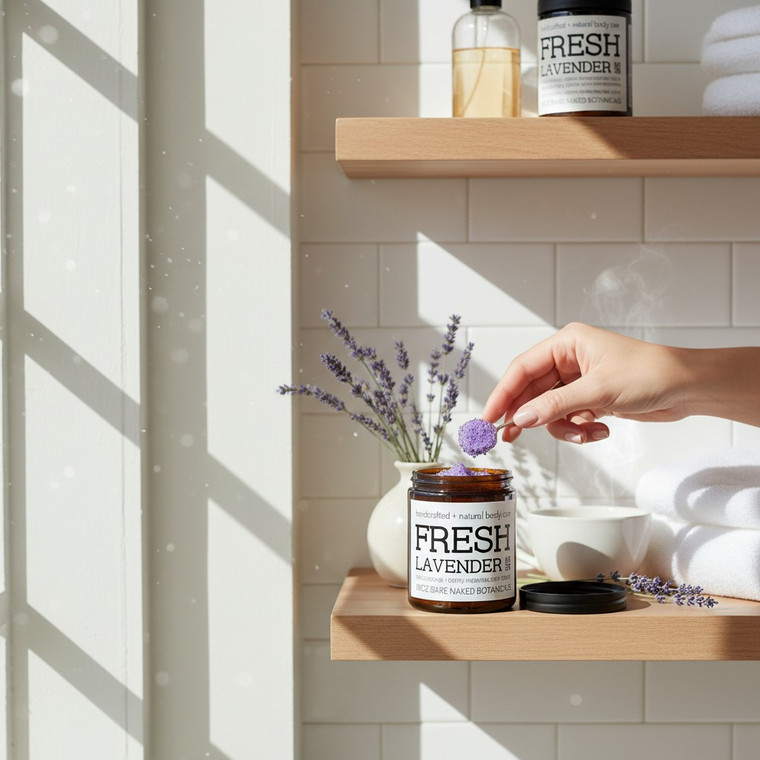 A timeless favorite, our Fresh Lavender Sugar Scrub is thoughtfully handcrafted to exfoliate and nourish the skin gently. Fine organic sugar crystals buff away dry, dull skin while lightweight, plant-based oils leave skin feeling soft, smooth, and comfortably hydrated—never greasy.

Naturally scented with organic lavender extract and lavender essential oil, this calming scrub is finished with real lavender flowers for a beautifully aromatic, spa-inspired experience that soothes both skin and senses.