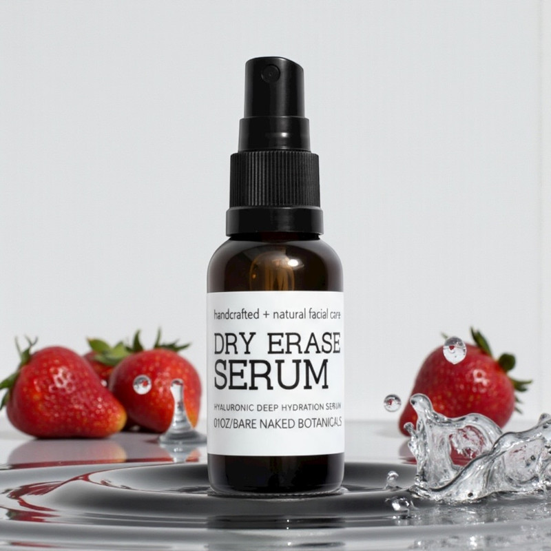 Dry Erase Serum: Lightweight, juicy hydration powered by strawberry and multi-weight hyaluronic acid.