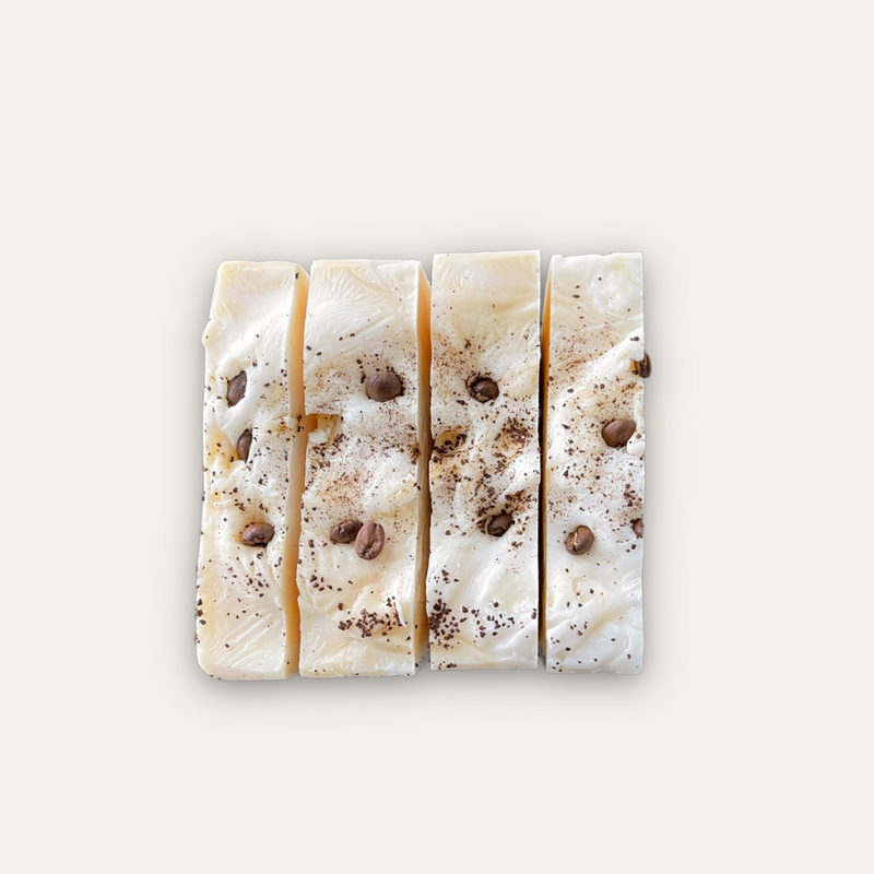 Get your beans before brewing! We're pleased to introduce the Caramel Maple Latte organic bath bar. Not only does it smell divine, it lathers splendidly, the caffeine is good for the skin, and the coffee grounds gently exfoliate. What a way to wake up! Clean rinsing, giant bubbles, and a blend of Shea and Cocoa Butter combined to create a solid bar providing silky soft skin on rinsing. This organic bar also features a new vegetable-derived liquid surfactant added in to increase rinsability and creates lots of lather. Ideal for all skin types except we don't suggest using on infants or small children. Each bar weighs approximately 6 oz.