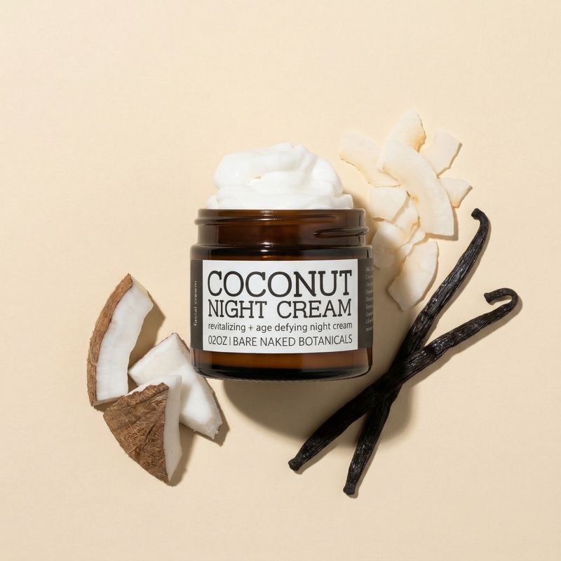 Coconut night cream with retinol alternative and green apple stem cells by Bare Naked Botanicals