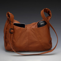 Distressed Brown Hidden Pocket Hobo Bag