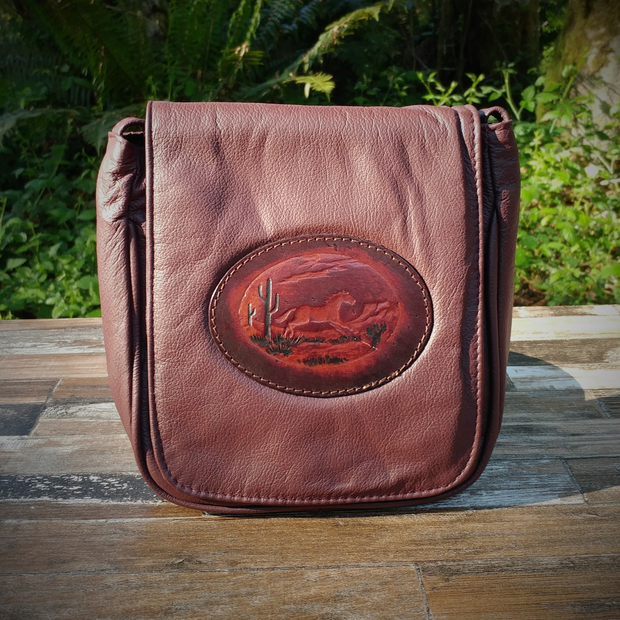 Derek Alexander Cognac Brown/Red Leather Classic Crossbody Bag Purse | eBay