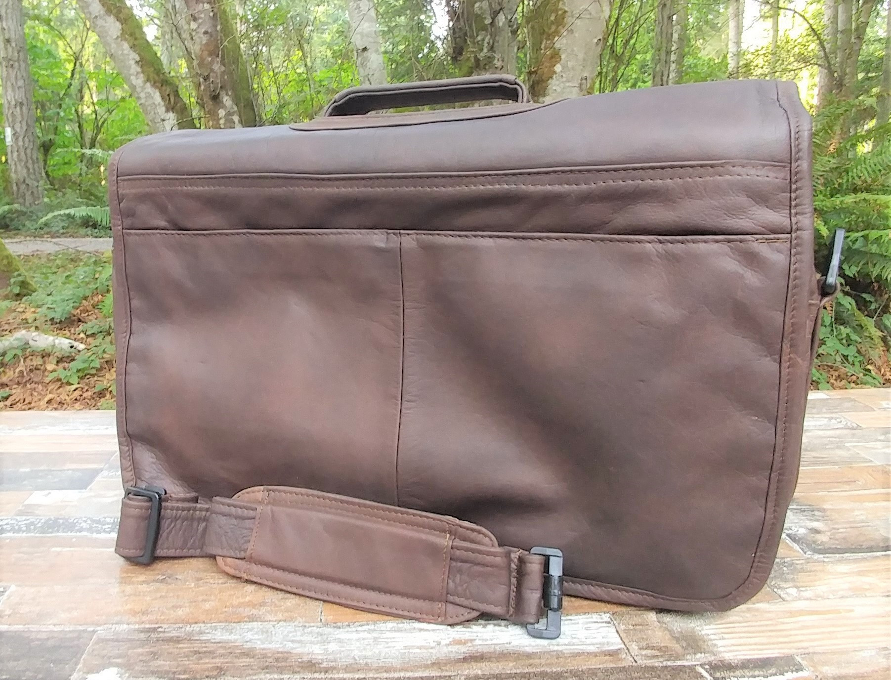 Distressed Brown Flapover Briefcase 15
