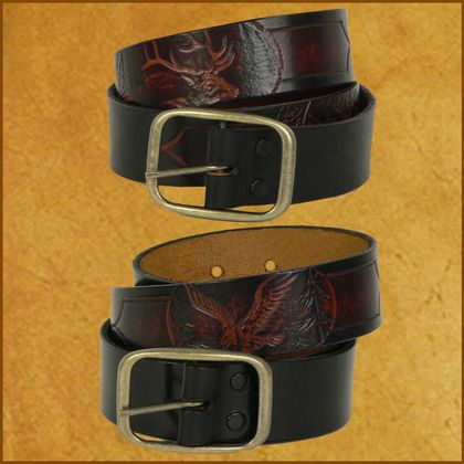 Vintage Leather Wildlife Belt Folk Art Boho Rustic Animal inlay cinch waist belt Wildlife Scene Leather Belt | Handmade in Seattle | Marakesh  main image 3