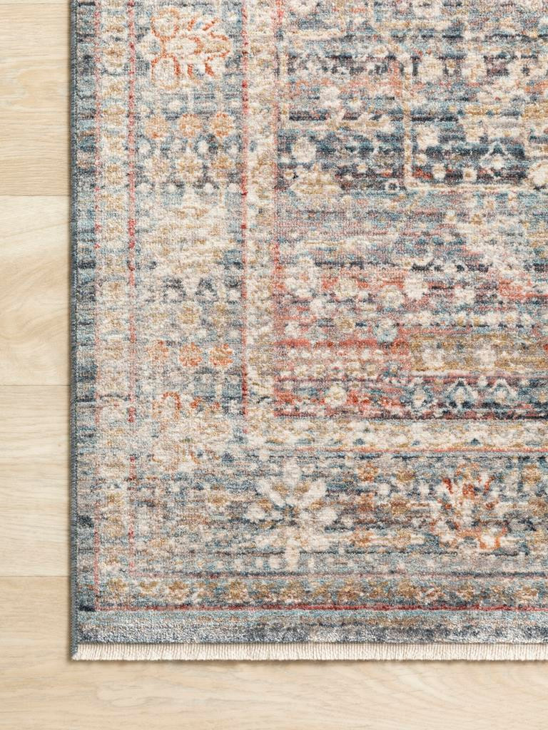 Loloi Claire CLE-06 Blue/Sunset Area Rug Corner