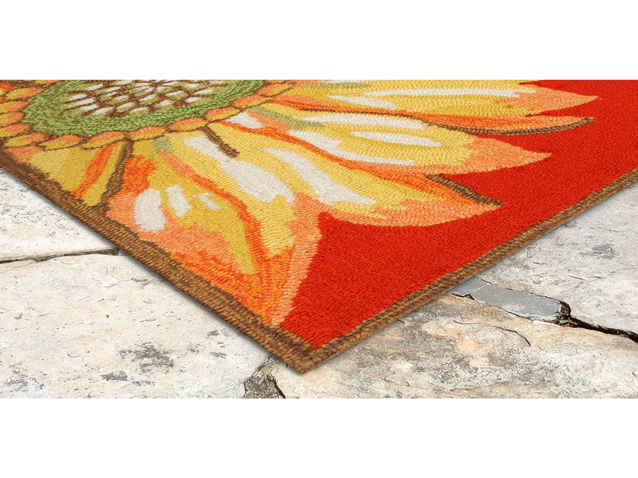 Liora Manne Frontporch 1417-24 Sunflower Red Area Rug Corner