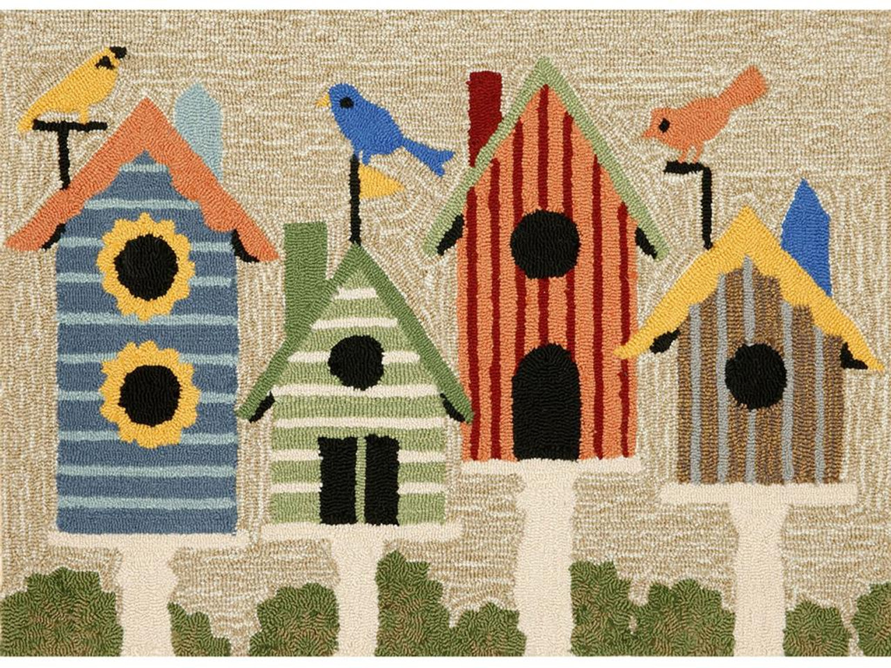 Liora Manne Frontporch 1441-44 Birdhouses Multi Area Rug