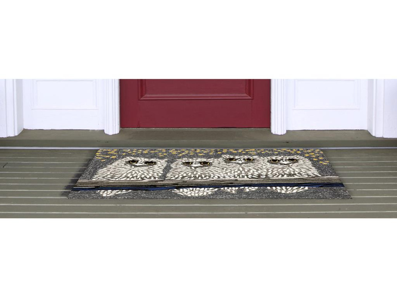 Liora Manne Frontporch 1443-47 Owls Night Area Rug Room Scene