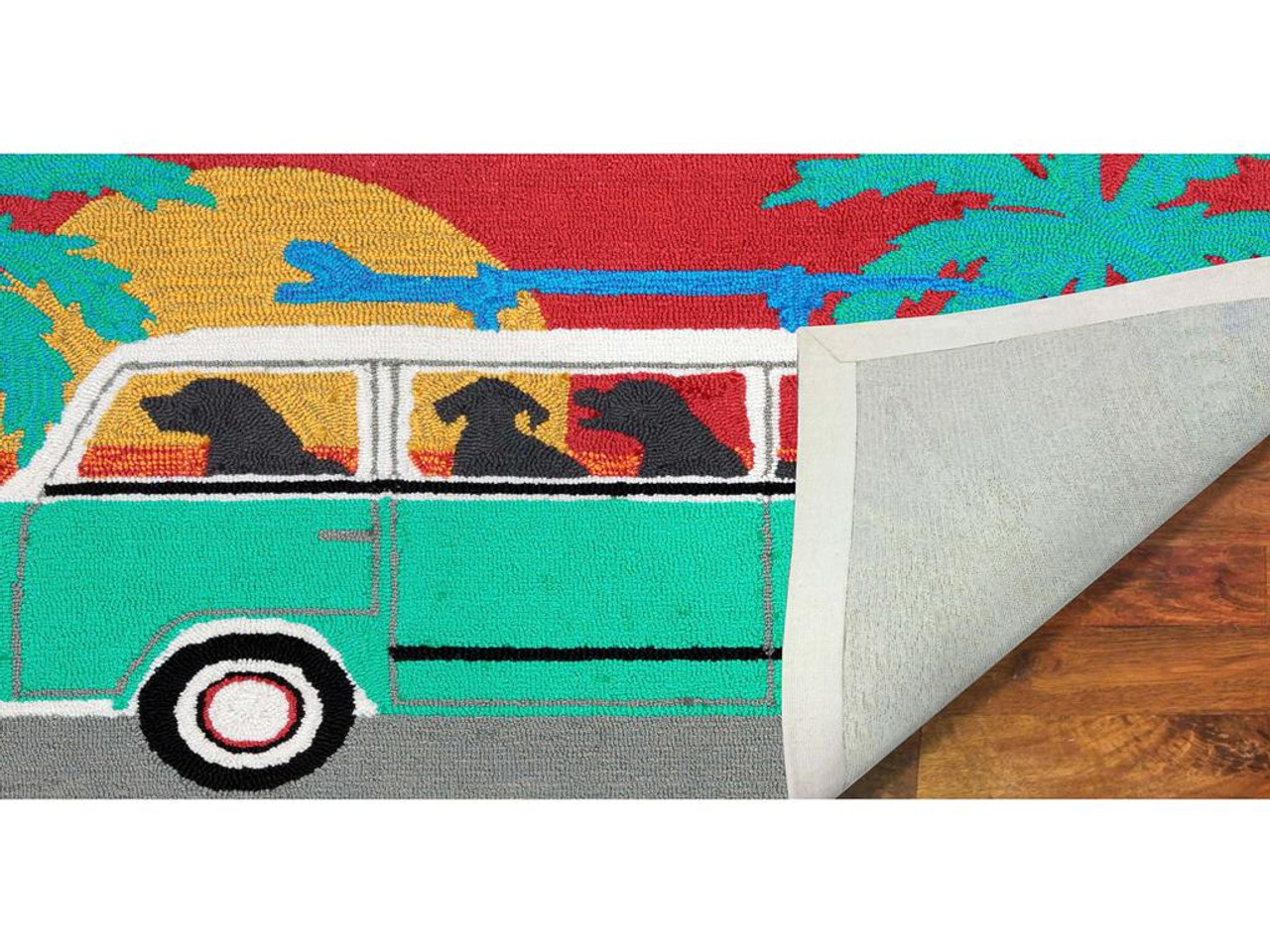 Liora Manne Frontporch 1475-04 Beach Trip Turquoise Area Rug Backing