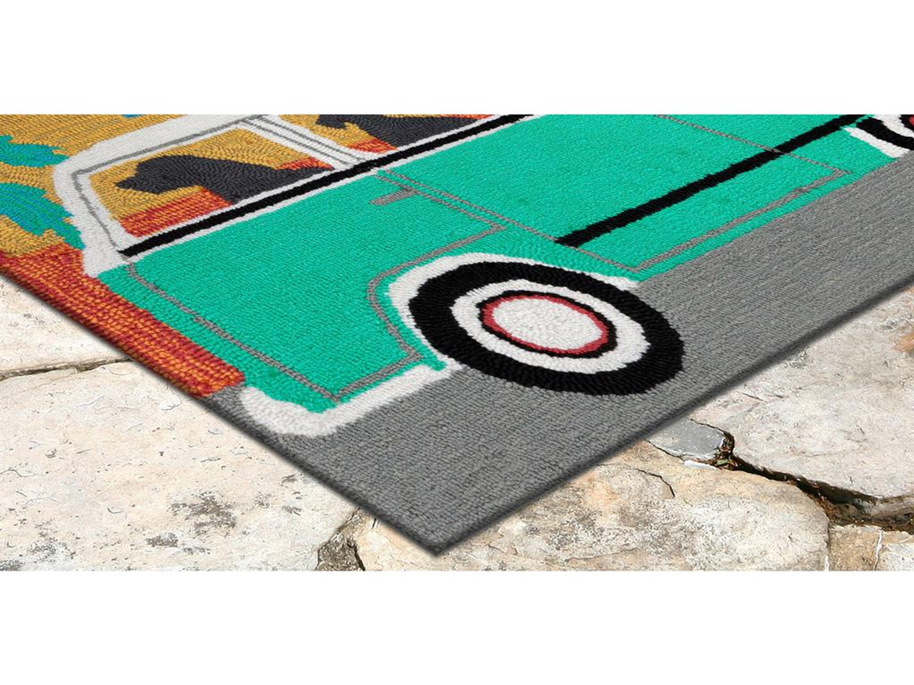 Liora Manne Frontporch 1475-04 Beach Trip Turquoise Area Rug Corner