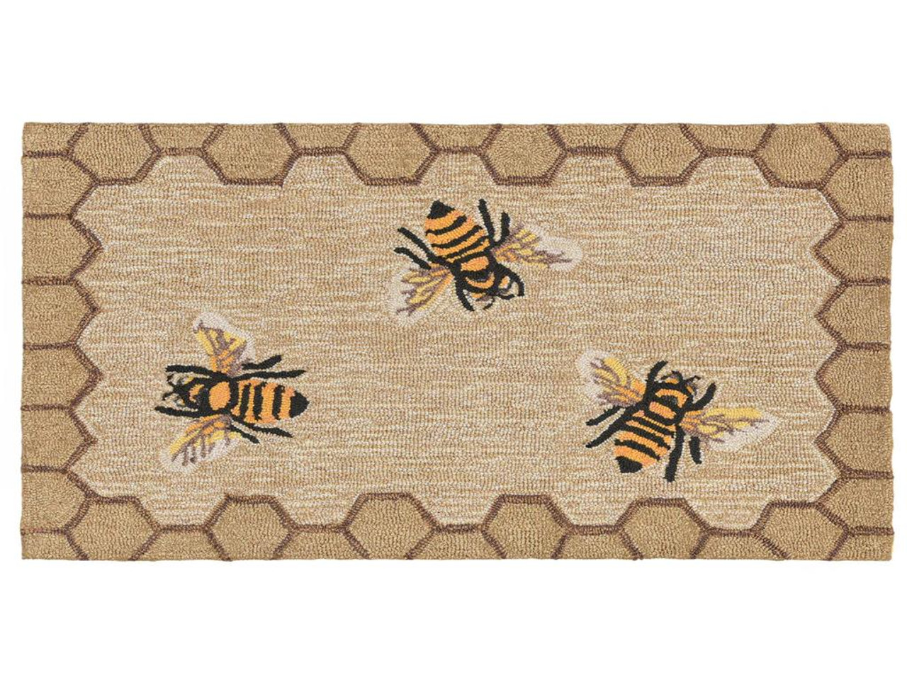 Liora Manne Frontporch 2432-12 Honeycomb Bee Natural Scatter Area Rug